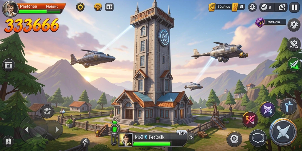 Tampilan gameplay Tower Defense yang menegangkan dari 333666.