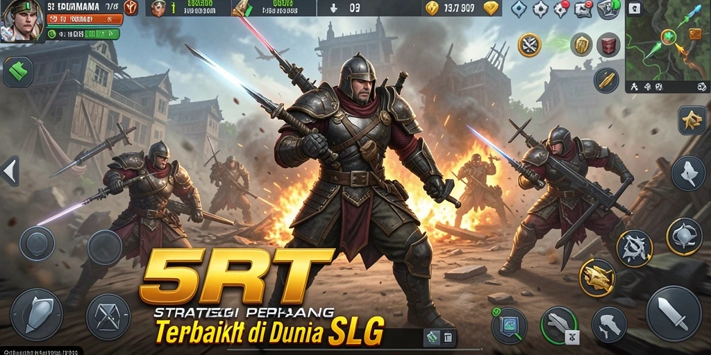 Tampilan gameplay menarik dalam 5RT dengan strategi SLG yang mendalam.
