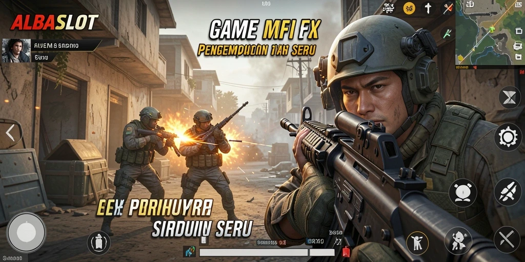 Screenshot gameplay ALBASLOT memperlihatkan aksi menegangkan dan grafis tajam.