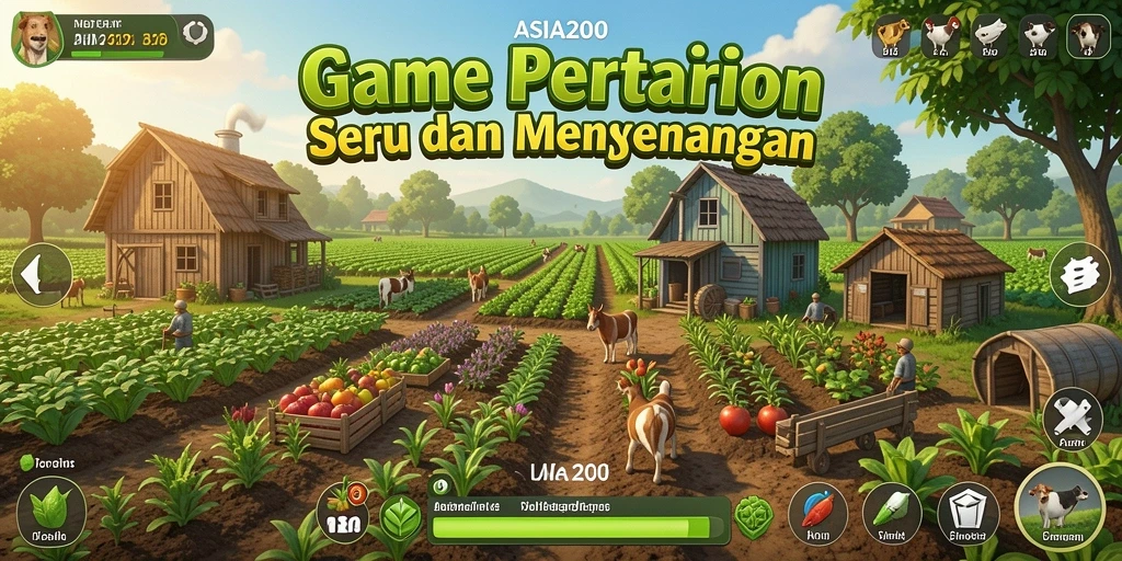 Tampilan gameplay ASIA200 yang penuh warna dan menarik dalam bertani.