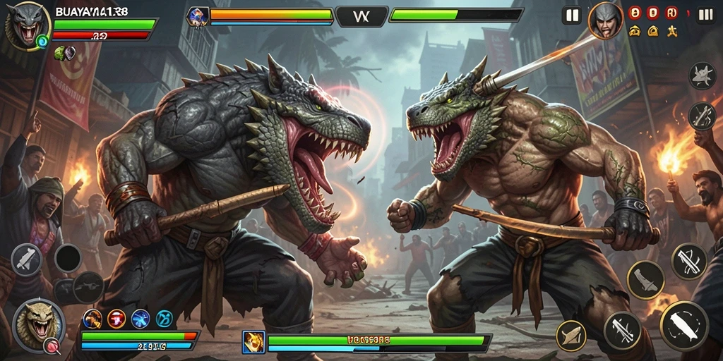 Tangkapan layar gameplay BUAYA138 yang menampilkan aksi pertarungan seru.