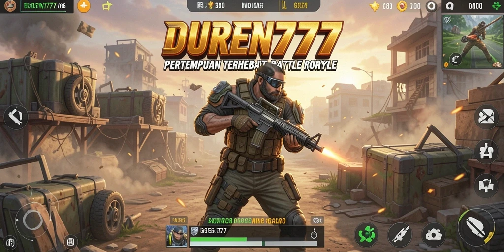 Screenshot DUREN777 menunjukkan aksi memukau dalam pertempuran Battle Royale.