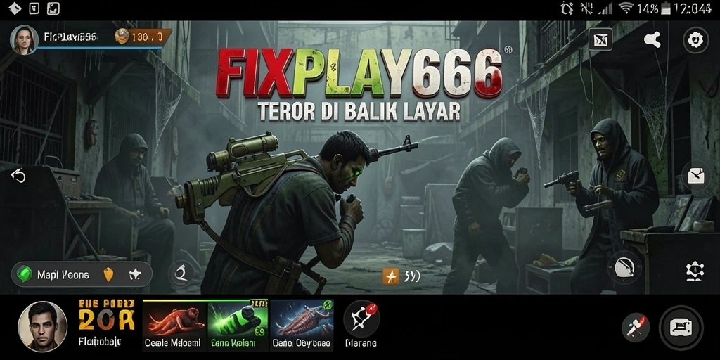 Gameplay FIXPLAY666 dengan suasana yang mencekam dan karakter menyeramkan.