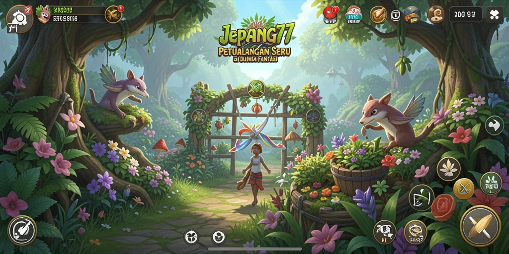 Tampilan gameplay seru di ladang penuh warna.