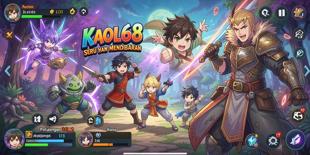 Gameplay KAOL68 menampilkan aksi karakter anime yang dinamis dan penuh warna.