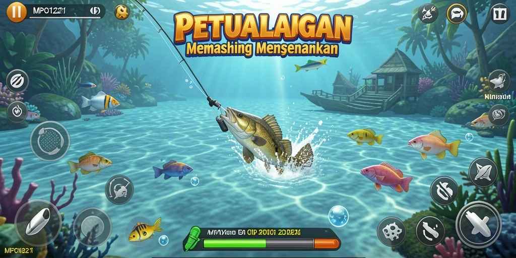 Screenshot MPO1221 menampilkan gameplay memancing yang menarik dan mendebarkan.