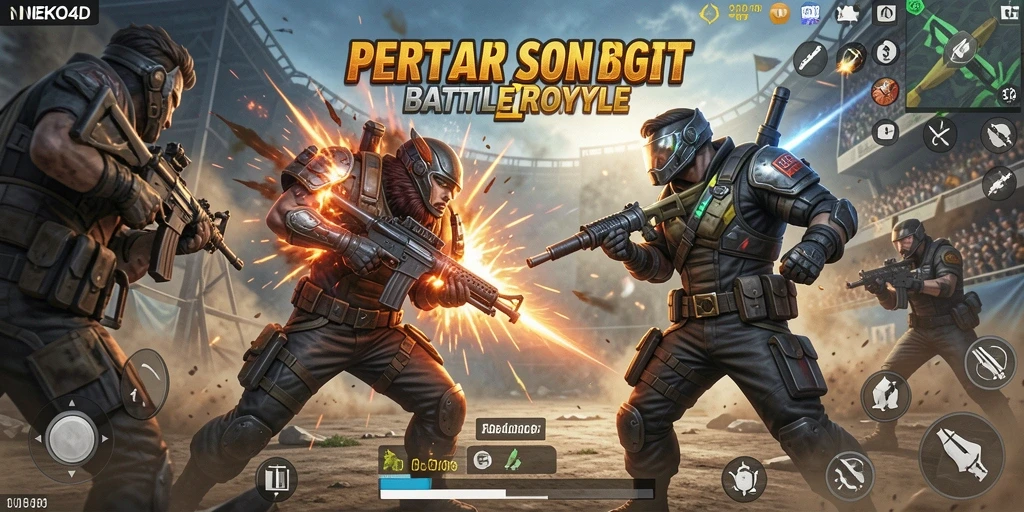 Gameplay mendebarkan dalam NEKO4D dengan pertarungan seru di arena Battle Royale.