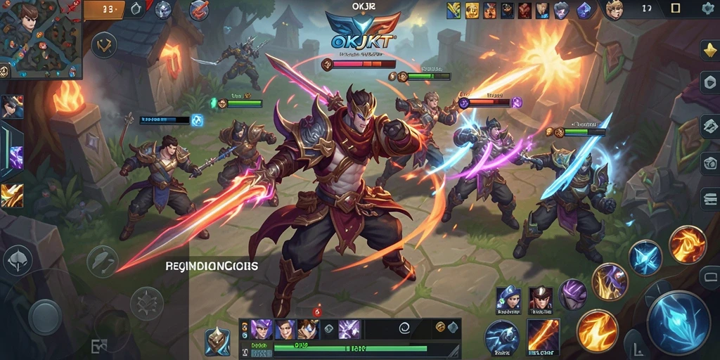 Tangkapan layar gameplay OKJKT yang menunjukkan pertarungan seru antar tim.