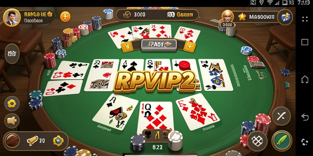 Screenshot utama RPVIP2 menampilkan sesi gameplay Gaple yang seru.