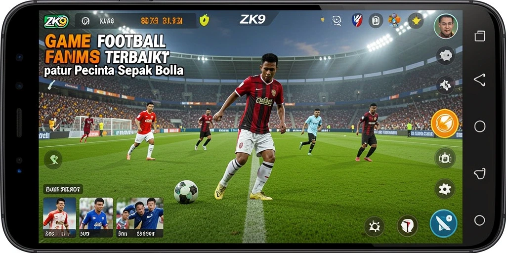Tampilan gameplay seru dari ZK9 dengan aksi sepak bola nyata.